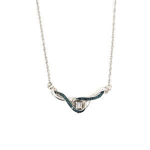 925 Sterling Silver Blue/White Diamonds Necklace